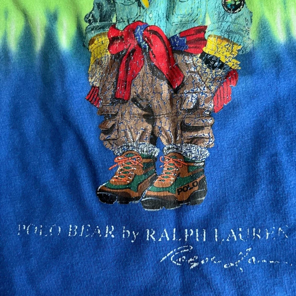 Ralph Lauren Polo Bear Tie Dye T-Shirt Kids 24M Orange Green Blue Graphic Tee